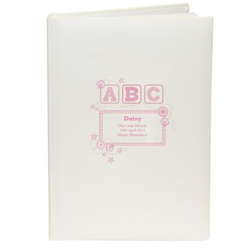 Image of Personalised Baby Pink Abc Photo Album With Sleeves