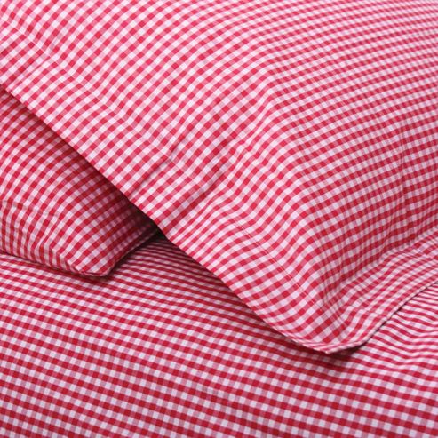 Image of Gingham Duvet Cover Set - Red