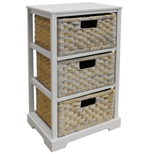 Image of Miami - 3 Drawer Storage Cabinet - White / Whitewash