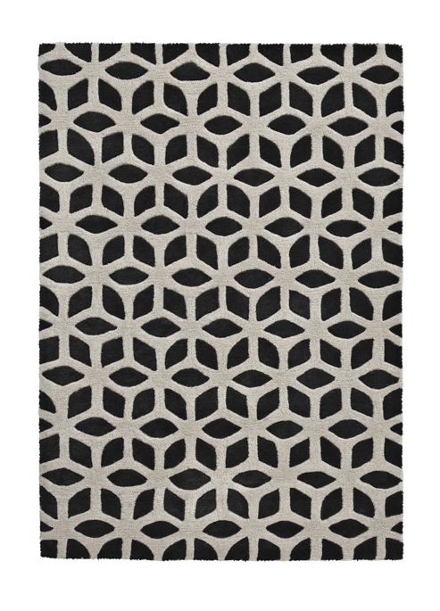Image of Think Rugs Fusion Black/cream Tufted Rug - 120 Cm X 170 Cm (3 Ft 9 In X 5 Ft 7 In)