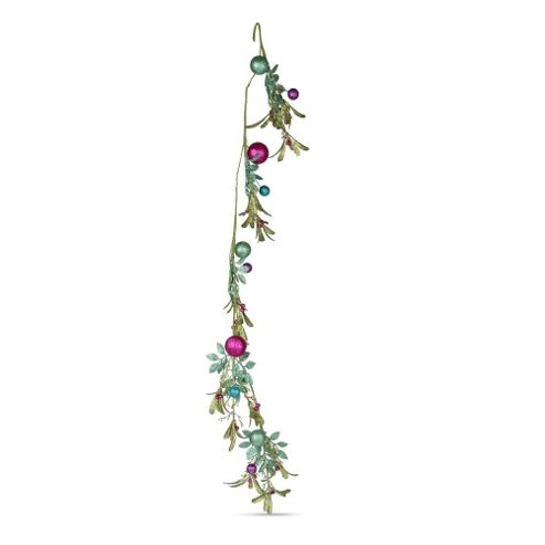 Image of Bright Coloured Mistletoe Glitter Berry Garland Decoration 1.2m