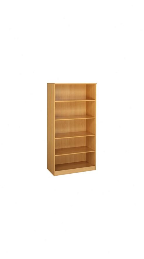 Image of Office Basics Secondary Storage Deluxe Open Bookcase 4 Fixed - Maple - 1600mm