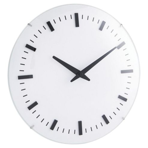 Image of Tesco Domed Glass Raised Wall Clock Dia. 30cm, Cream