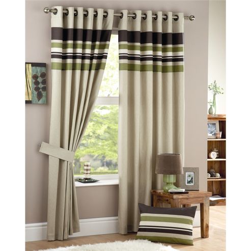 Image of Curtina Harvard Eyelet Lined Curtains 66x54 Inches (167x137cm) - Green