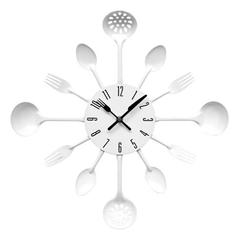 Image of Premier Housewares White Cutlery Wall Clock