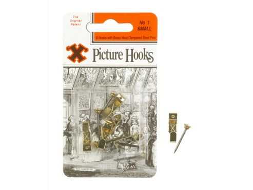 Image of Shaw X Picture Hooks Brass Plated No.1 X50