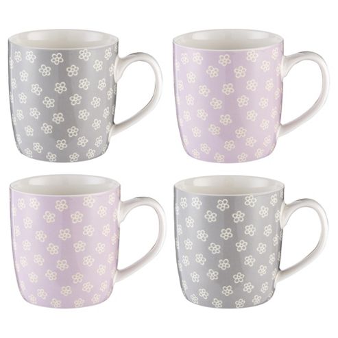Image of Tesco Ditsy Floral 4 Pack Mugs
