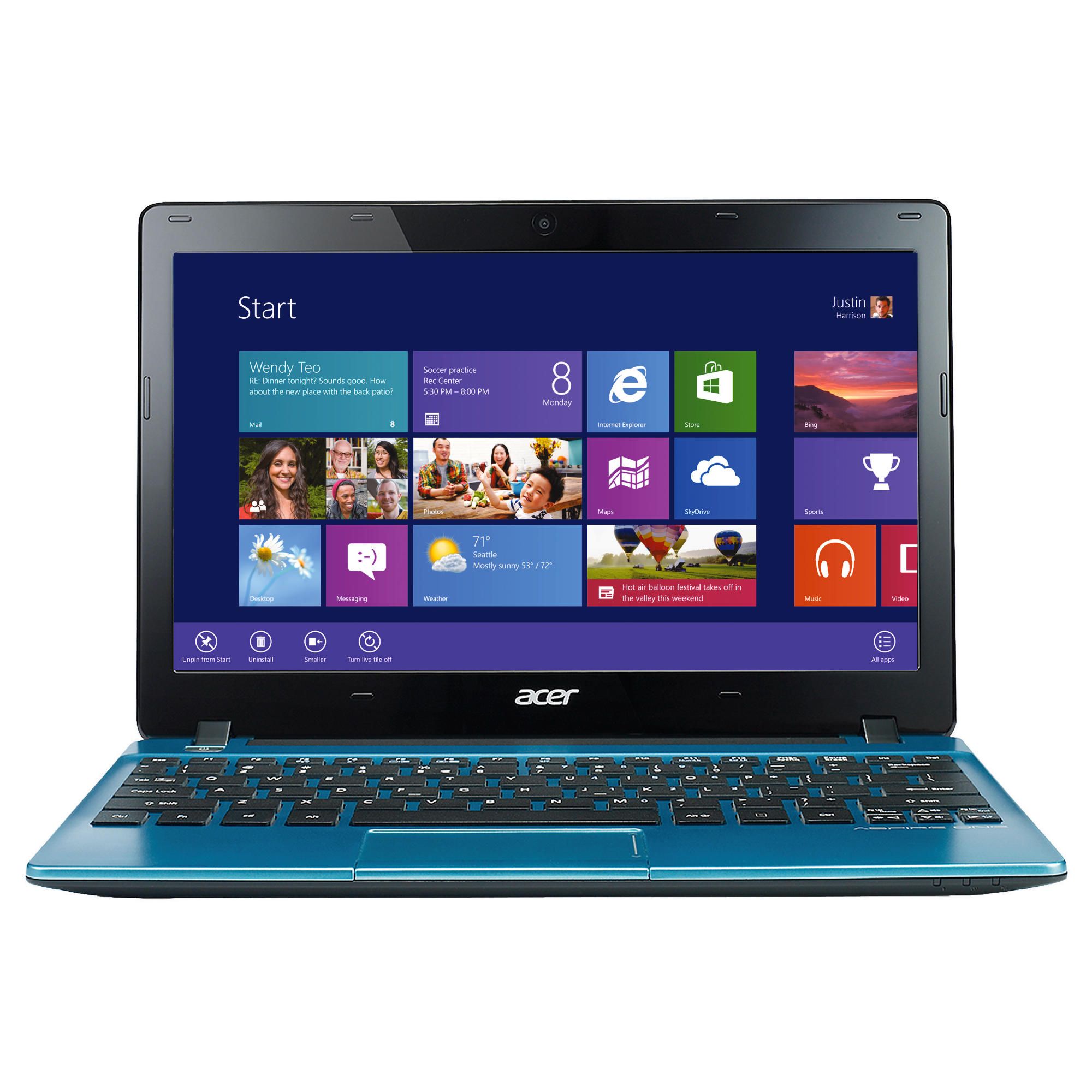 Acer Aspire One 725 11.6 inch AMD Dual-Core, 4GB RAM, 320GB, Windows 8, Blue Netbook at Tesco Direct