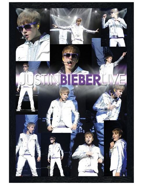 Image of Justin Bieber Black Wooden Framed Bieber Live! Poster