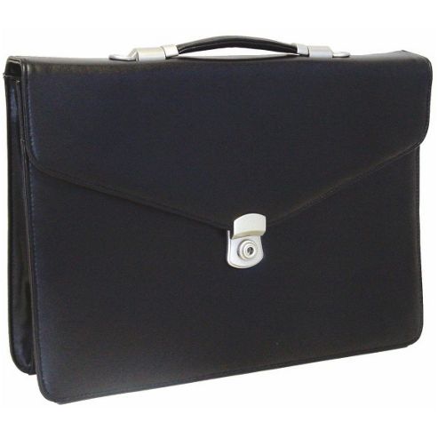 Image of Monolith 2360 Flapover Leather Look Briefcase Black