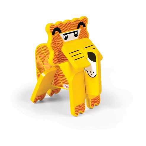 Image of Manhattan Toy Lion 3d Finished Wood Jungle Pals Stacking Puzzle 2yrs+