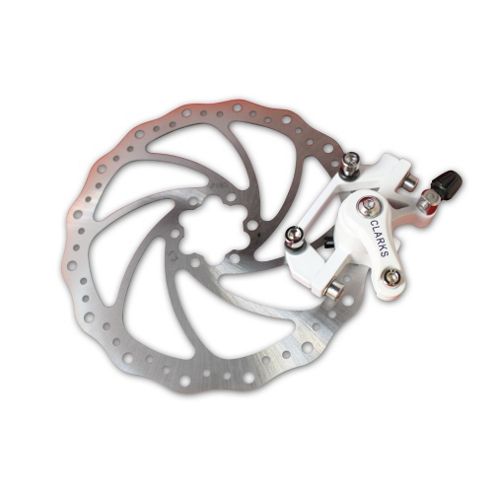 Image of Clarks Cmd-8 Mechanical Disc Brake W/160mm Lightweight Rear Rotor White