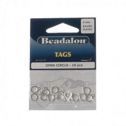 Image of Beadalon Tag Open Circle Silver Plate 15pcs