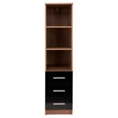 Jazz 3 Drawer Storage Unit Walnut & Black Gloss