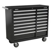 Rollcab 16 Drawer with Ball Bearing Runners Heavy-Duty - Black