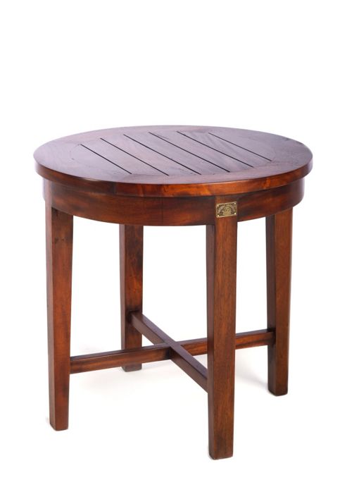 Image of Ancient Mariner Mahogany Village Slatted Round Dinning Table - 49cm