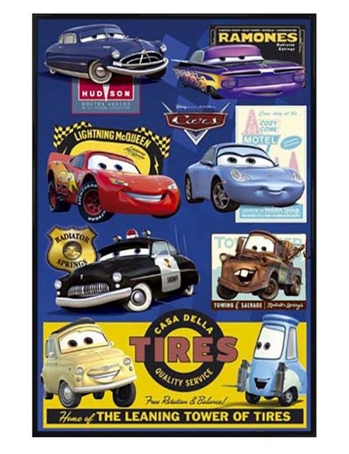 Image of Cars The Movie Gloss Black Framed Character Collage Poster