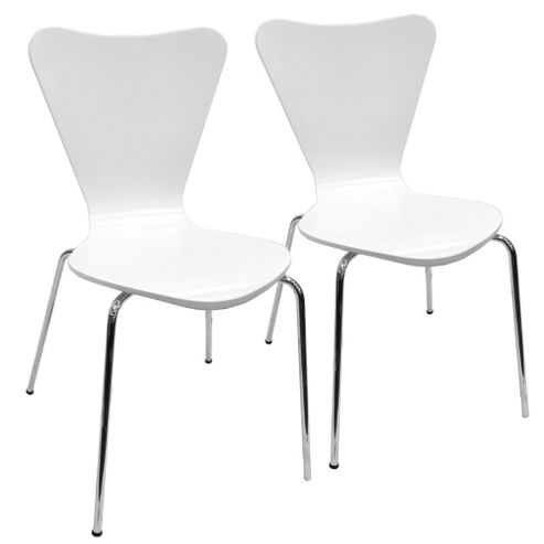 Image of Nisa - Contemporary Dining Chairs - Pack Of Two - White / Chrome