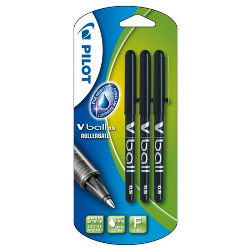 Image of Pilot Vball Rollerball Pens, Black, 3 Pack
