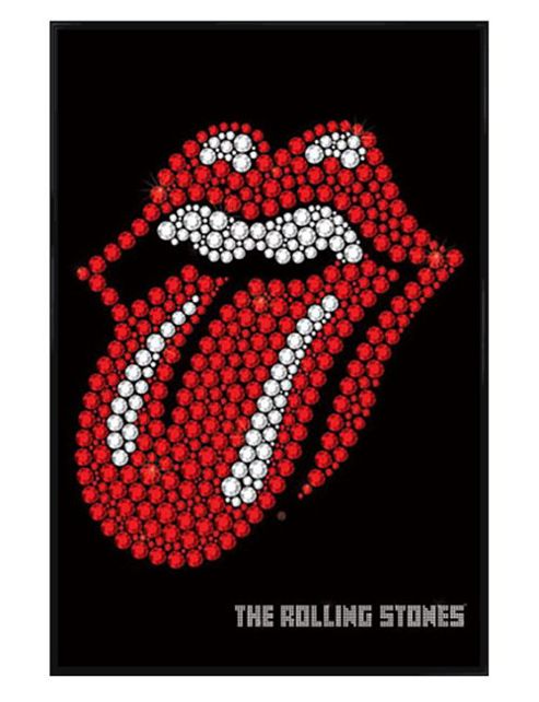 Image of The Rolling Stones Gloss Black Framed Bling Tongue Logo Poster