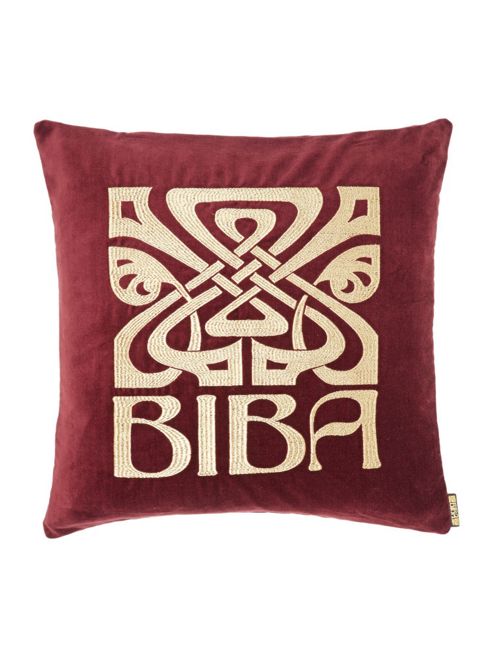 Image of Purple Velvet Biba Logo Cushion