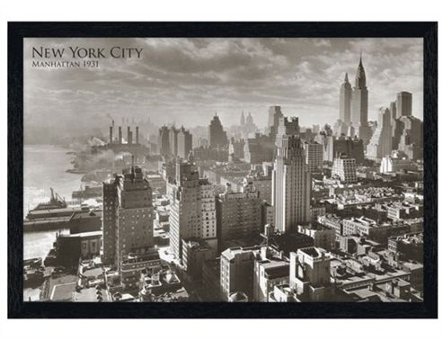 Image of New York City Black Wooden Framed Manhattan, 1931 Poster