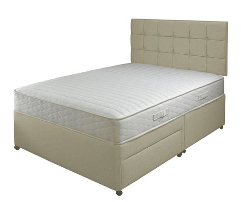 Image of Slumberland Double Divan Bed - 700 Pocketflex, 2 Drawer, Eggshell