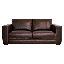 Naples Leather Medium Sofa, Chocolate
