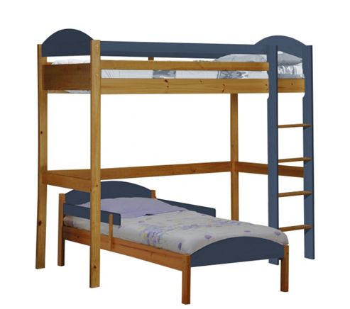 Image of Maximus L Shape High Sleeper Antique With Blue Details