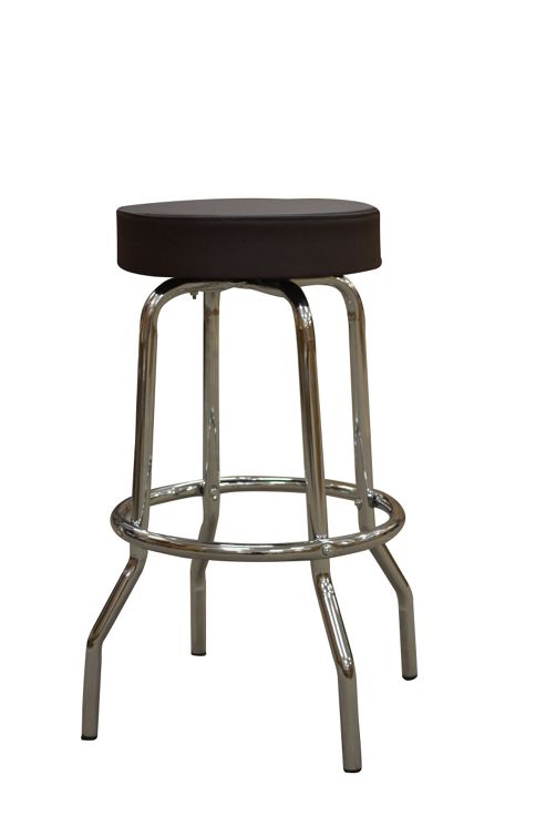 Image of American Diner Style Black Faux Leather Bar Stool