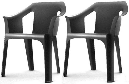 Image of Resol "cool" Garden Outdoor / Indoor Designer Plastic Chair - Grey - X2 Chairs