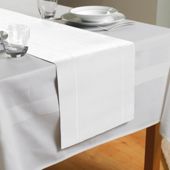Country Club Hem Stitch Table Runner in White