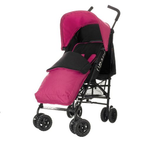 Image of Obaby Atlas Black & Grey Stroller With Pink Footmuff - Pink