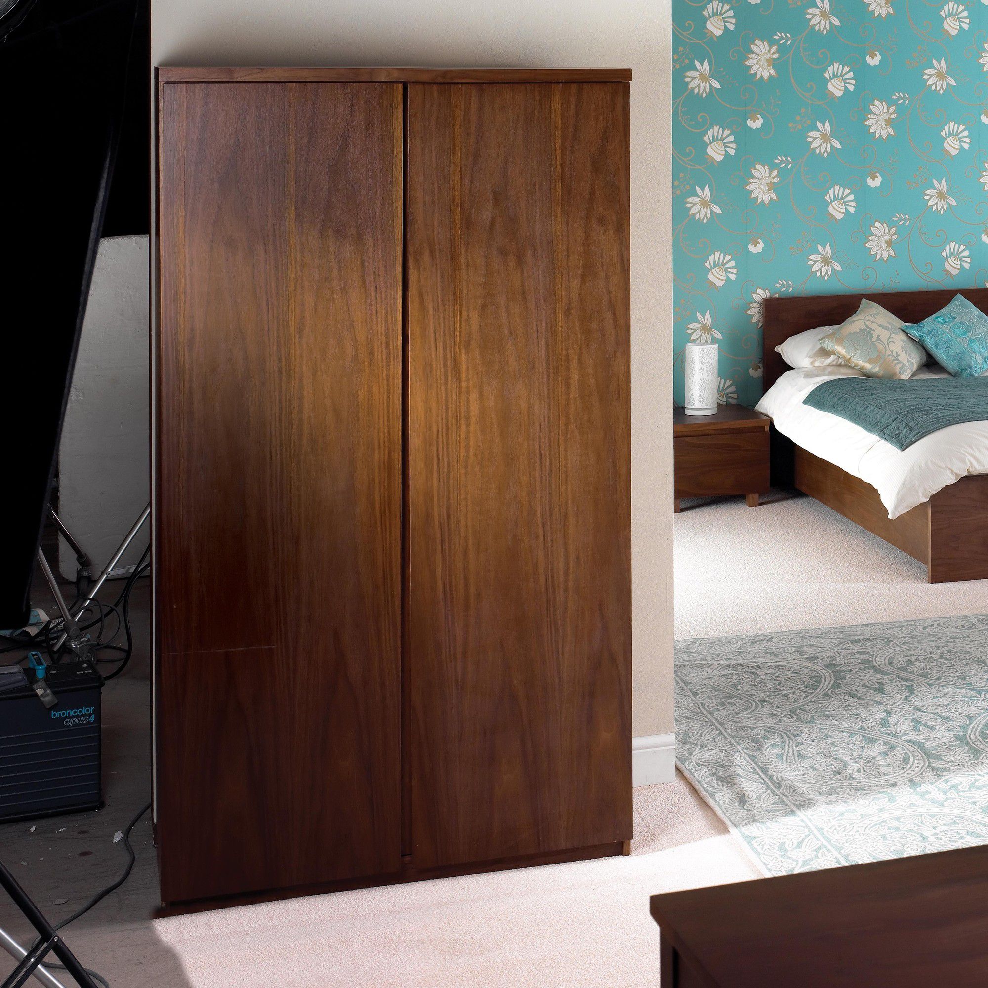 Home Zone Halvern Two Door Wardrobe in Walnut at Tesco Direct