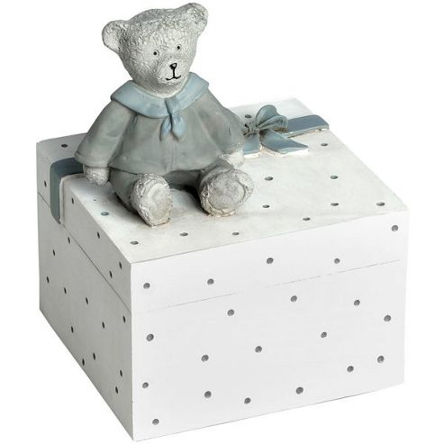 Image of Childrens Teddy Bear Money Box - White / Blue