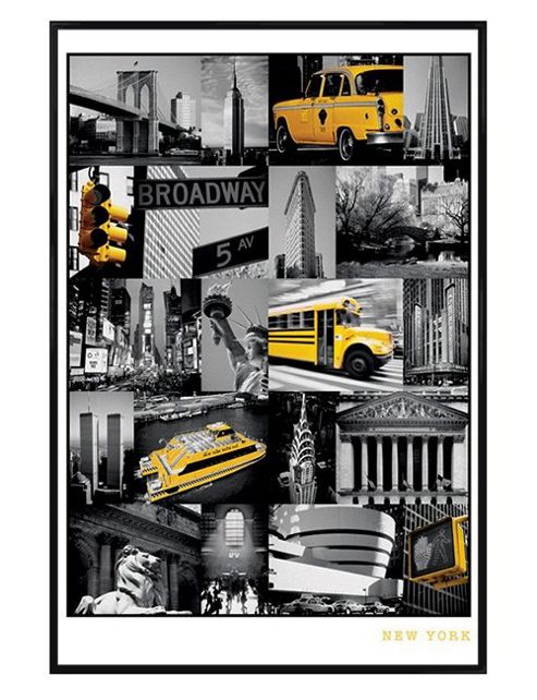 Image of New York City Gloss Black Framed New York Collage Poster