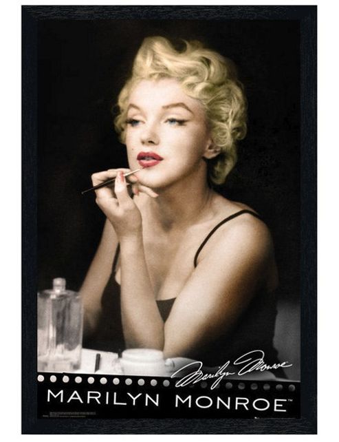 Image of Marilyn Monroe Black Wooden Framed Lipstick Dream Poster