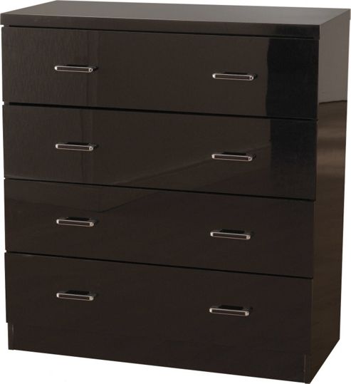 Image of Home Essence Boston 4 Drawer Chest - Black Gloss