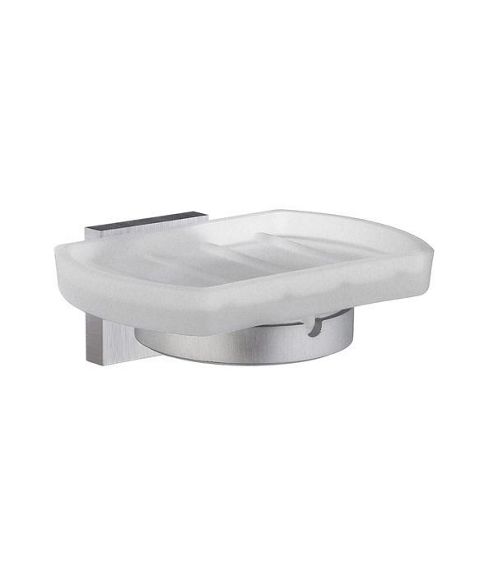Image of Smedbo House Wall Mounted Frosted Glass Soap Dish With Holder - Brushed Chrome