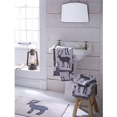 Image of Catherine Lansfield Home Cosy Corner Swing Stag 1600gsm Bath Mat Grey