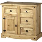 Home Essence Corona One Door Sideboard in Distressed Waxed Pine