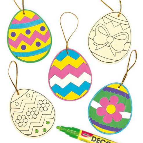 Image of Easter Egg Wooden Decorations (pack Of 10)