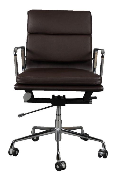Image of Eames Ea217 Inspired Low Back Soft Pad Brown Leather Office Chair
