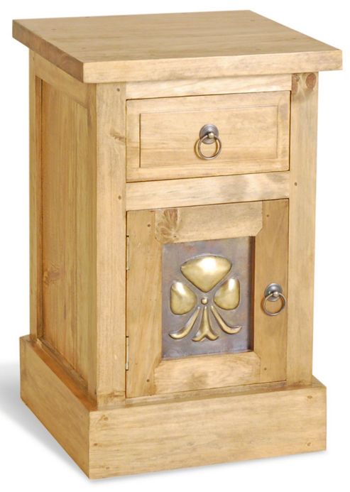 Image of Ultimum Classic Pine Brass Panel Bedside Table