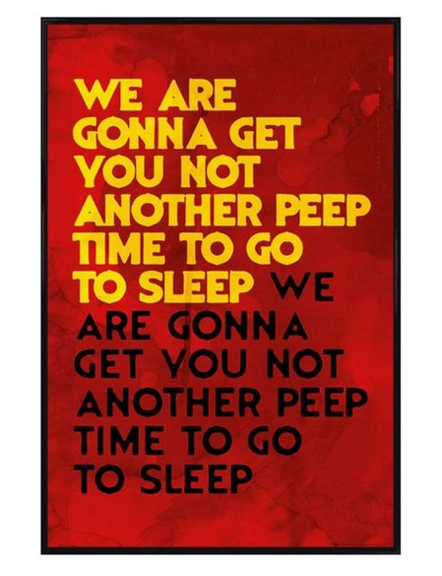 Image of Gloss Black Framed Film Quotes Not Another Peep Time To Go To Sleep Poster