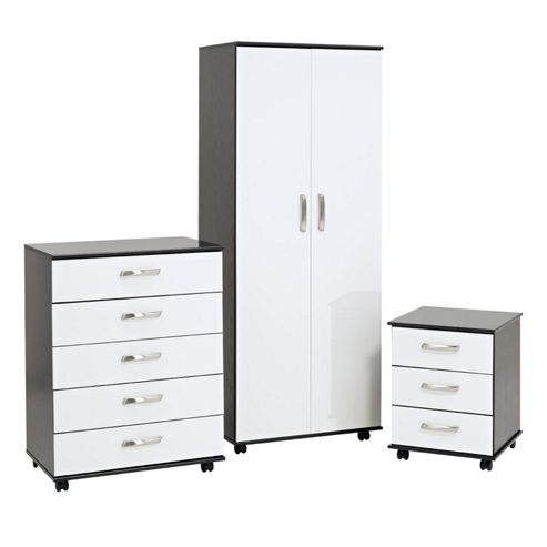 Image of Ideal Furniture Regal Bedroom Collection - Black / White Gloss