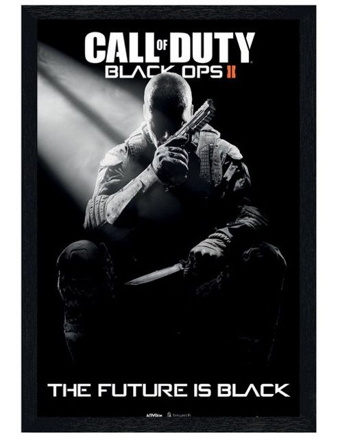Image of Call Of Duty Black Ops Ii Black Wooden Framed The Future Is Black Cod Poster