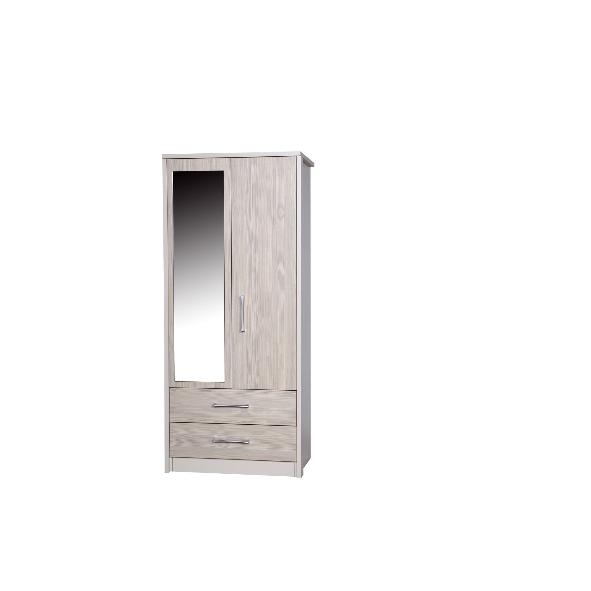 Alto Furniture Avola 2 Drawer Combi Wardrobe with Mirror - Cream Carcass With Grey Avola at Tesco Direct