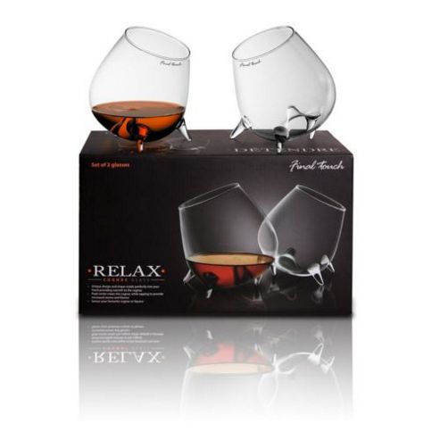 Image of Set Of 2 Cognac Brandy Tumblers Snifter Angled Glasses