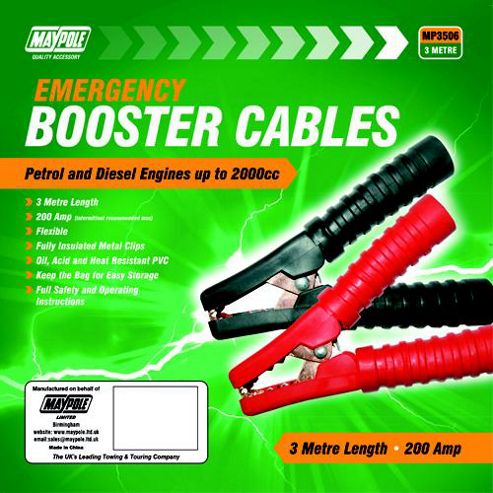 Image of 200a Booster Cable Set Suitable For Engines Up To 2000cc